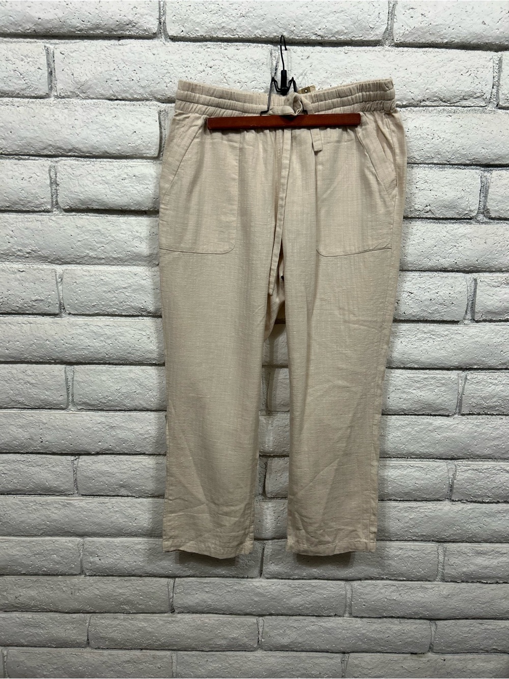 North River Outfitters NWT Linen Blend Pull On Pants Medium Beige